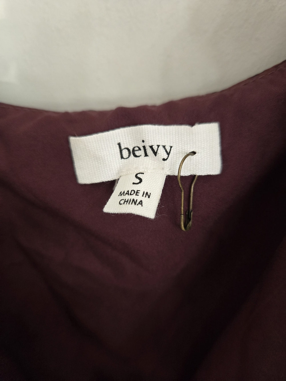 Beivy Asymmetric Ruffle Wrap Dress in Burgundy Plaid Small - Picture 3 of 7